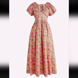 J.Crew Collection bow-back puff-sleeve dress in Liberty Meadow Song fabric Sz 22